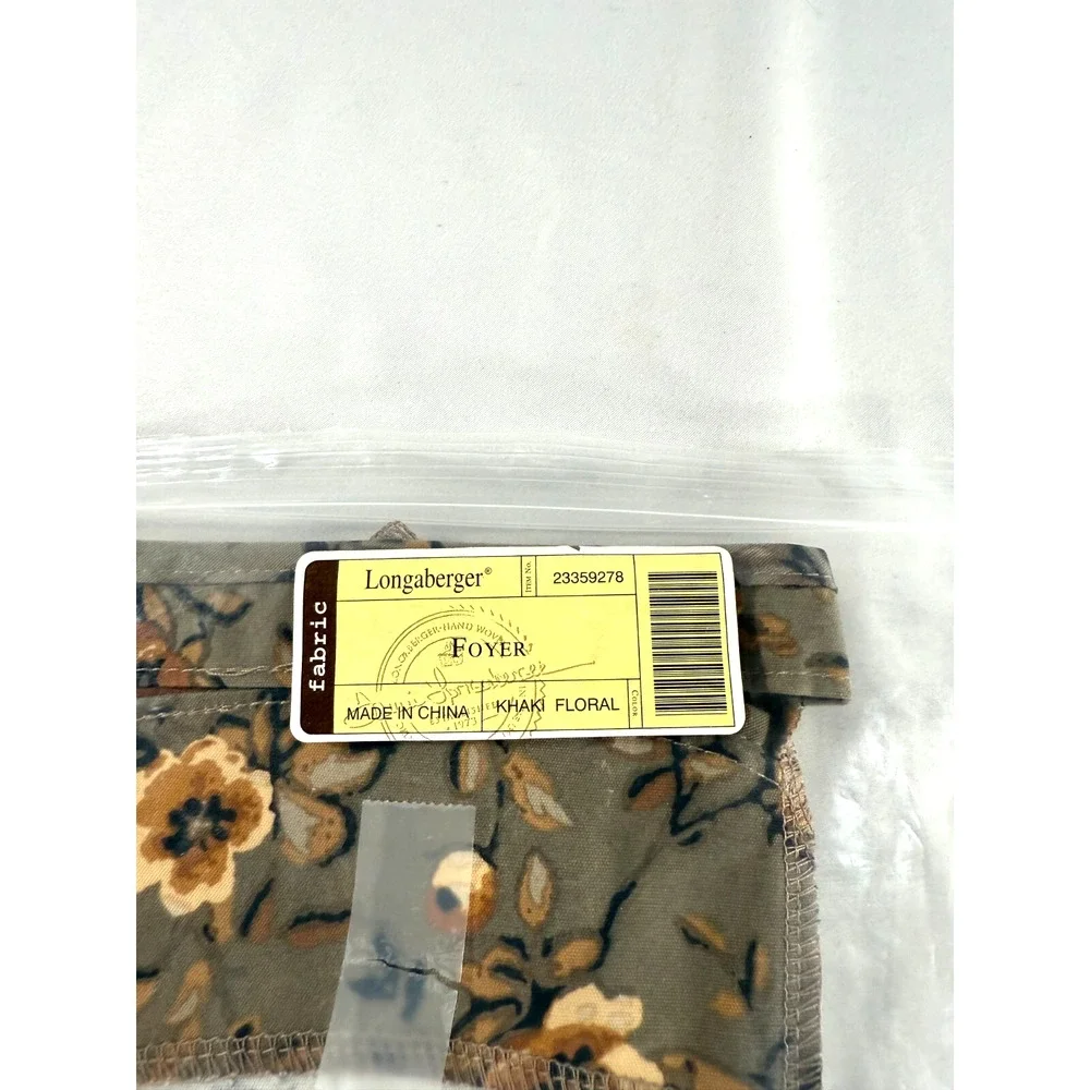 Longaberger Foyer‎ Basket Khaki Floral Fabric Liner 23359278 New